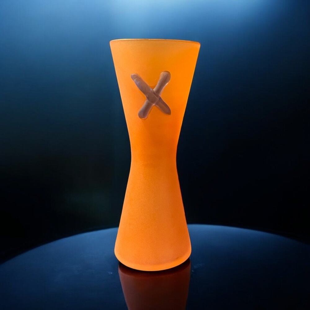 Orange Fused Glass Modern Pop Art Vase-1980s Vintage-13''-MCM Inspired-Unusual